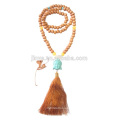 108 collar de madera de oración Mala Prayer collar de borla de cuentas budista